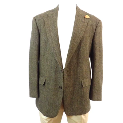 Chaqueta deportiva de lana Evan Piccone espiga tweed para hombre-44 EE. UU. Marrón NUEVA Foto 1 de 4