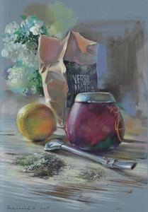 original drawing A3 112GZ artwork pastel modern still life - Picture 1 of 2