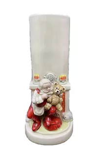 Vaso fiori orsacchiotto camino Babbo Natale vintage vecchia ceramica Otagiri - Foto 1 di 12