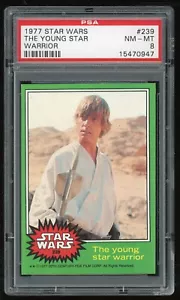 Tarjeta coleccionable Topps Star Wars 1977 #239 Young Star Warrior 4ta (verde) PSA 8 - Imagen 1 de 2