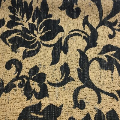 FABRIC DIRECT ONLINE NAVY & GOLD SCROLLING LEAF PATTERNED UPHOLSTERY FABRIC, MATERIAL No. 139K