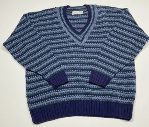 Vintage 90s The Men’s Store At Sears Grandpa Acryl Striped Sweater Size L - Bild 1 von 7