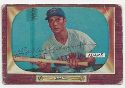 Bobby Adams Cincinnati 1955 Bowman #118 Signed Card - Image 1 of 2
