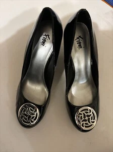 Fioni Black Patent Wedge Heels Size 9 W Wide - Picture 1 of 6