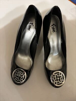 Fioni Black Patent Wedge Heels Size 9 W Wide - Image 1 of 4