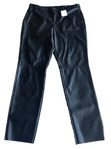 OVS Women XL Faux Leather Pull On Flat Front Ankle Pant New Liquid Punk Rock - Picture 1 of 8