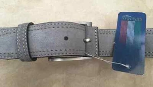Leather Suede Belt Mens Genuine GP & Max Quality Nickel Free BNWT Made in Italy - Picture 1 of 6
