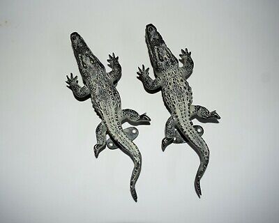 Wundervoll Messing Krokodil Griff Satz Wild Alligator Tür Zug Begrüßen HK212 • 154.64€