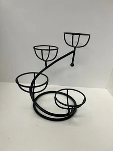 Black scrolled 4 round candle Candelabra Metal tabletop centerpiece home decor - Picture 1 of 4