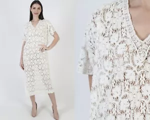 Vintage Christian Dior Crochet Nightgown Sheer Neiman Marcus Loungewear Lingerie - Picture 1 of 9