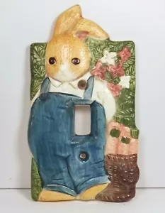 Cubierta de placa de interruptor de colección niño conejito conejo en mono azul Takahashi Japón ¡LINDO! - Imagen 1 de 6