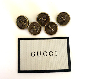 Gucci Buttons Set of 5 Metal 18 mm Bee Stamped + Label