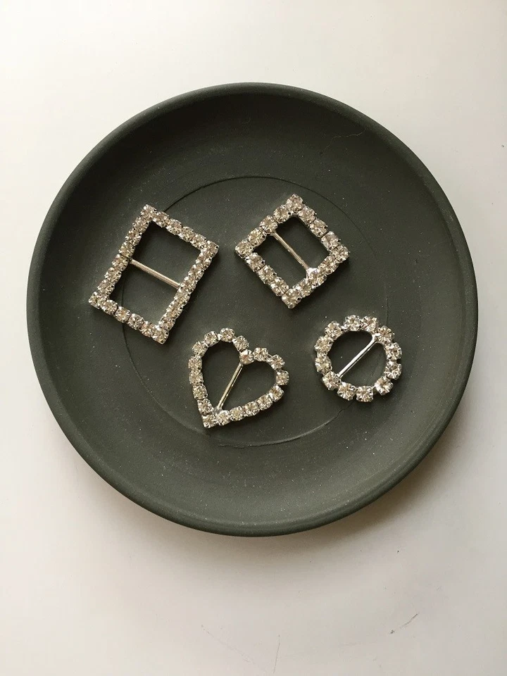 $2 POST! PACK OF 10, Round, Square, Heart, Rhinestone Ribbon Sliders Buckles - image 1 of 1