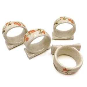 Set of 4 Vintage MIkasa Silk Bouquet Footed Napkin Rings Cherry Blossoms Japan - Picture 1 of 8
