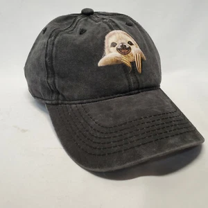 Cappello berretto Smiling Sloth unisex adulto vintage denim nero lavato tesa regolabile - Foto 1 di 7