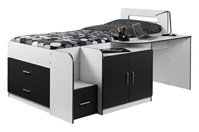 Cookie Cabin Bed , White/Charcoal, Single - Image 1 of 4