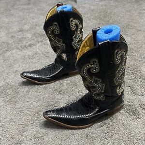 Botas Donaldo Negro Costura Punta Cocodrilo Hechas en EE. UU. Hombres 7.5 Mex 26.5 - Imagen 1 de 24