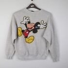 Disney Sweatshirt Womens M 90s Mickey Mouse Print Crew Neck Grey Medium