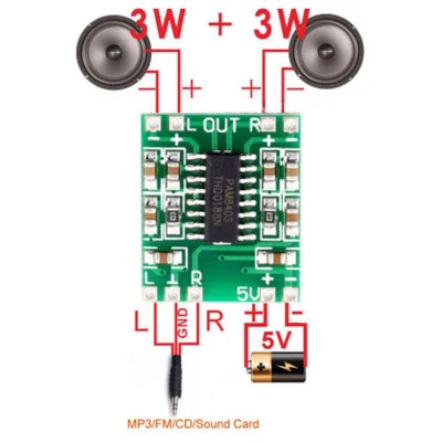 AMPLIFICATORE MINI DIGITALE AUDIO STEREO 3W + 3W 2.5v - 5V PAM8403 - ITALIA - Immagine 1 di 2