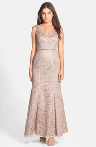 JS Collections Floral Embroidered Mesh Illusion Mermaid Gown (size 10) - Picture 1 of 2