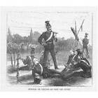 Franco Prussian War Uhlan Bivouac At Coin-Les-Cuvry - Antique Print 1870