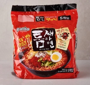 Korean Instant Hot Spicy Noodle PALDO TEUMSAE RAMYUN PPALGAETTOK 5pack Set - Picture 1 of 8