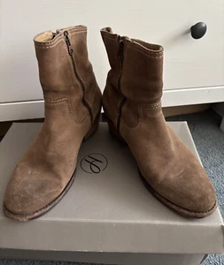 BOTINES H BY HUDSON USADOS GAMUZA BEIGE TALLA 6/39 - Imagen 1 de 11