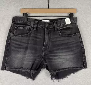Abercrombie Fitch Shorts Womens 6/28 Black Mid Rise Boyfriend Denim Jeans NEW - Picture 1 of 11