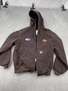 Carhartt Jacket Adult Large Brown Full Zip Hooded Canvas Workwear Men J25 DKB