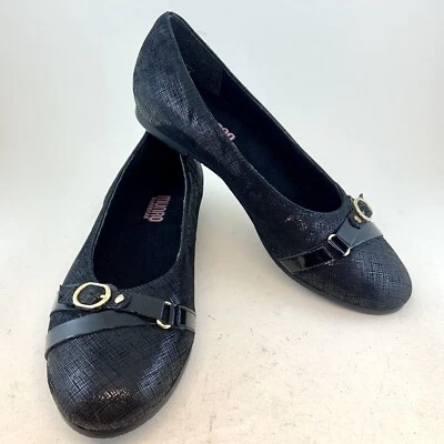 Pisos de ballet Munro Black Crosshatch Shimmer Josie con hebilla, talla 8,5 Foto 1 de 4