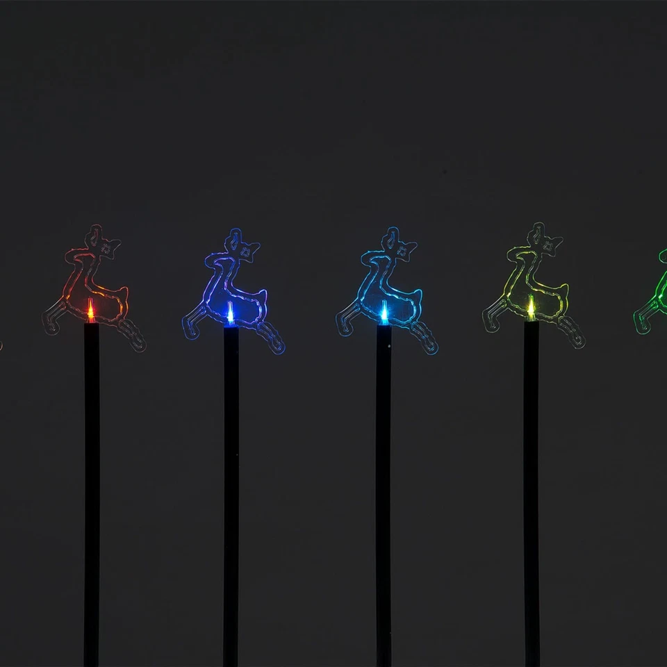 SNOWTIME Christmas Decoration LED Stakes Reindeer Path Lights Set Of 6 RGB 60cm RS05419
