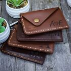Handmade Leather Minimalist Card Wallet Front Pocket Button Wallet Personalized