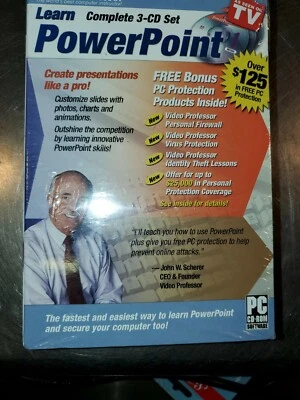 Video Professor Juego Completo de 3 CD Aprender PowerPoint Tutorial PC Software Sellado Foto 1 de 3
