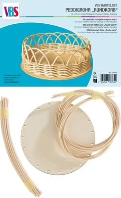 VBS Peddigrohr Rundkorb Bastelset Ø 16 cm Höhe 16 cm - Kreativset, Korbflechten