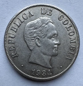 1934 KOLUMBIEN 50 CENTAVOS KM# 274 .900 SILBERMÜNZE CA. BANKFRISCH - Bild 1 von 2