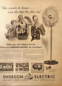 Emerson Elektromotor Lüfter Geräte Luftzirkulator WWII Ära 1944 Vintage Printanzeige - Bild 1 von 1