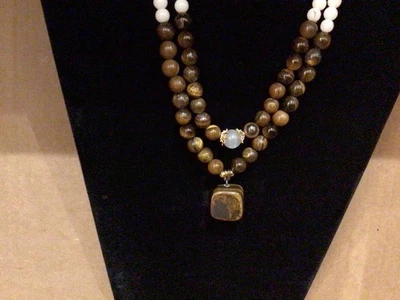 Juego de collar y pendientes genuinos de tigre, ojo de gato ☼ Foto 1 de 4