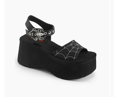 Demonia Cult FUNN-10 Black Platform Ankle Strap Sandal - Image 1 of 4