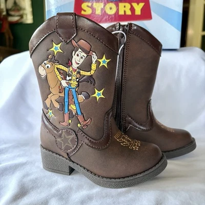 Disney Toy Story Woody Pull-on Zip Up Cowboy Western Boot Brown Toddler Sz. 5 - Image 1 of 4