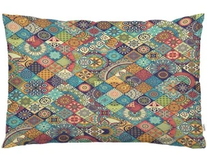 Throw Pillow Cover Moroccan Vintage Bohemian Flowers Mandala Pattern Batik Pa... - Picture 1 of 7