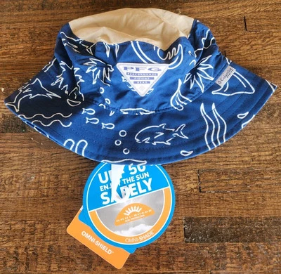 Columbia Kids PFG Bucket Hat Little Kids Toddler Carbon Marlin Shores, O/S, NEW! - Image 1 of 4