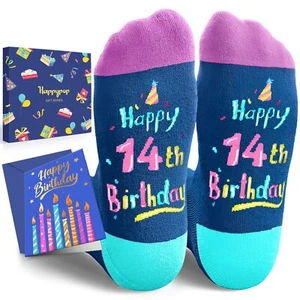 14th Birthday Gifts Socks Fun Socks for 14 Year Old Teen Boy Girl with Card - Picture 1 of 5