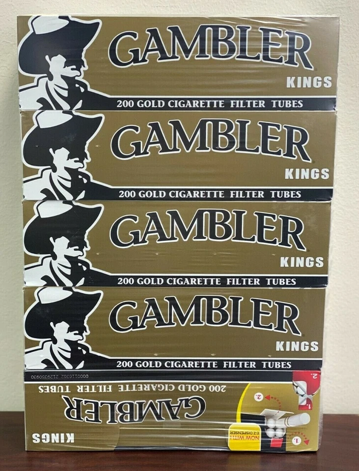 Tubos de cigarrillos RYO de oro claro para jugadores tamaño king - 5 cajas ~ se envía en caja Foto 1 de 1