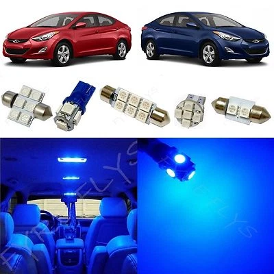 8x 蓝色 LED 灯内部套件适用于 2011 - 2016 现代伊兰特 YE1B — 第 1/4 张图片