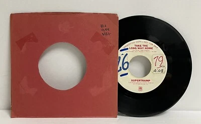 SUPERTRAMP , Take the Long way Home 45 RPM RECORD VG+ (PROMO) A6 - Image 1 of 2