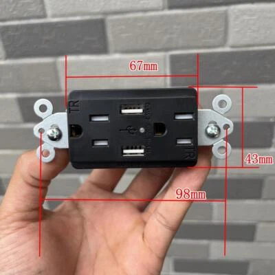 110V Dual USB Port Wall Socket Charger AC Power Receptacle Outlet Panel NEW - Image 1 of 3