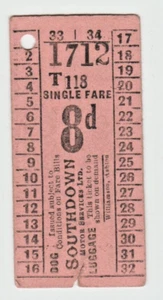 Bus Ticket Southdown Motor Services 8d Worthing Sussex - Picture 1 of 2