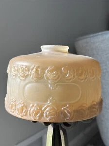 Antique Vintage Embossed Satin Painted Glass Standing Lamp Shade 2 1/4” Fitter - Picture 1 of 20