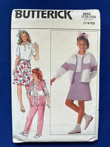 Butterick Sewing Pattern 3652 Girls' Jacket Vest Skirt Pants Size 7-10 FF UNCUT - Picture 1 of 2