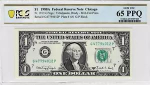 1988a $1 Federal Reserve 'WEB' Note- GP block--run 8 (combo 4/6) -PCGS 65 PPQ - Picture 1 of 6